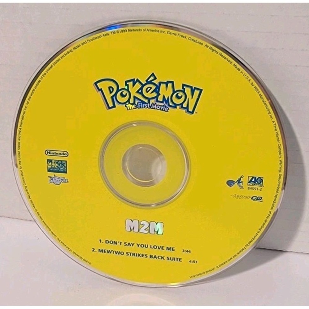 Pokemon, M2M, Don't Say You Love Me, CD First Movie, Music Single 1999 Disk Only